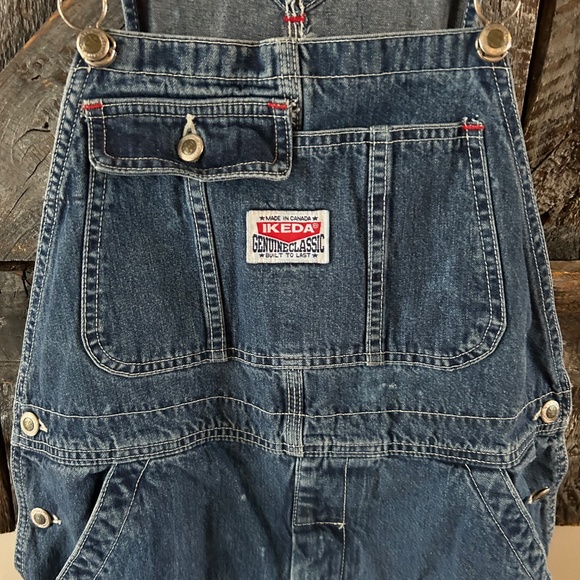 Women's Vintage IKEDA Medium Blue Denim Overalls w/Distressing & Wear - Picture 3 of 11